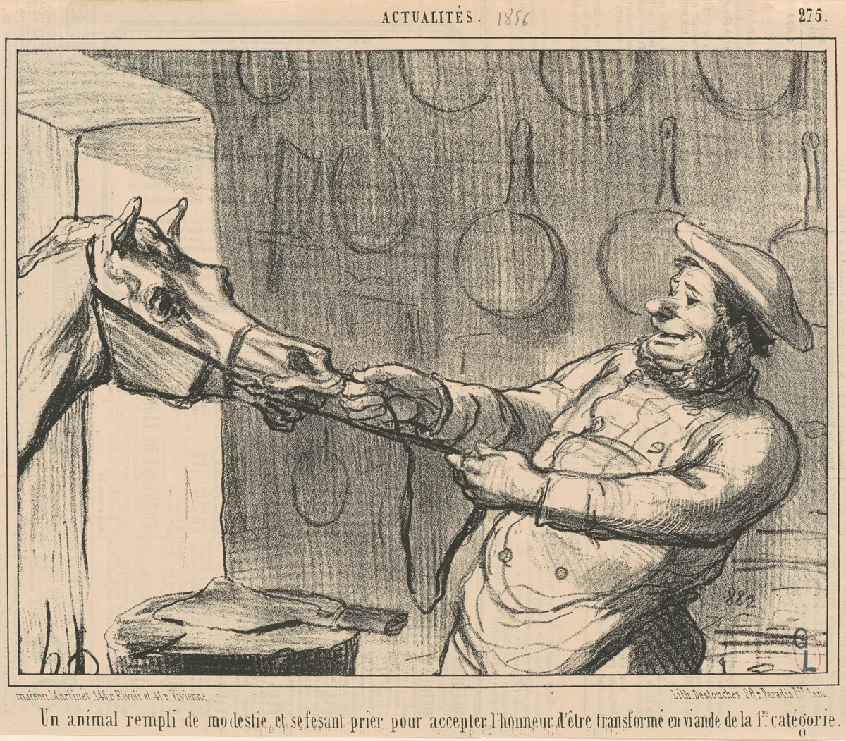 Un animal rempli de modestie... by Honoré Daumier, print, 1856