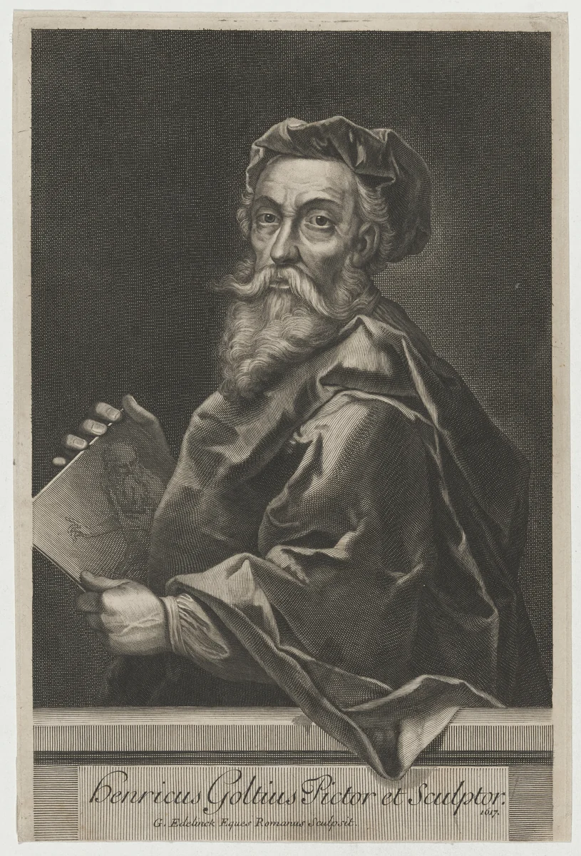 Hendrik Goltzius, Pictor et Sculptor by Gerard Edelinck, print, 1617