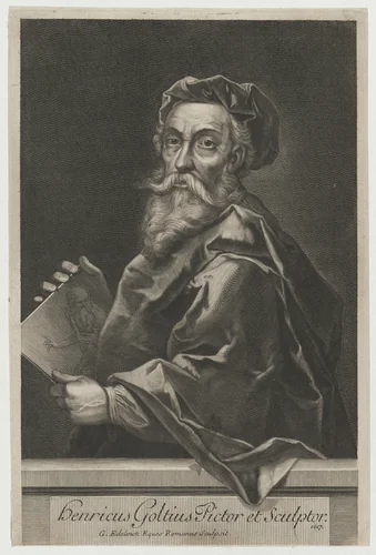 Hendrik Goltzius, Pictor et Sculptor by Gerard Edelinck, print, 1617