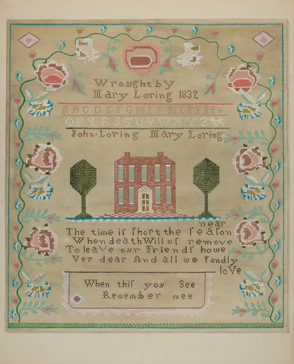 Sampler by Katherine Hastings, index of american design, 1937