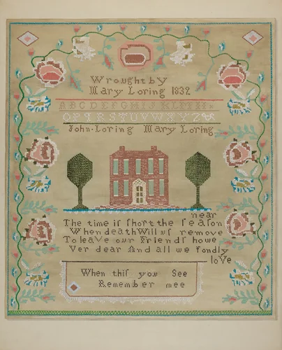 Sampler by Katherine Hastings, index of american design, 1937