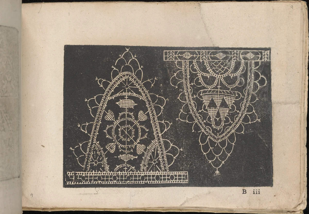 Fiori di Ricami Nuovamente Posti in Luce, page 9 (recto) by Matteo Florimi, book, 1591