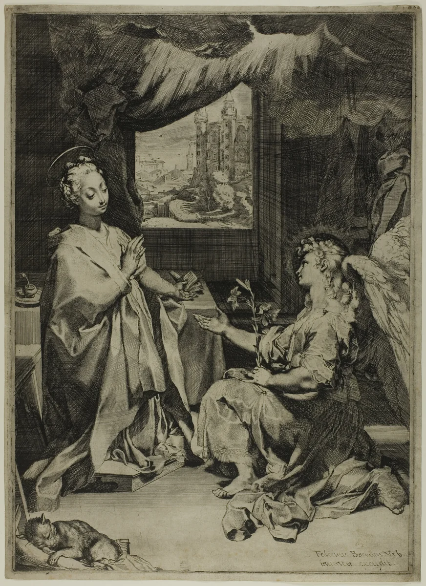 The Annunciation by Federico Barocci, print, 1853-1863
