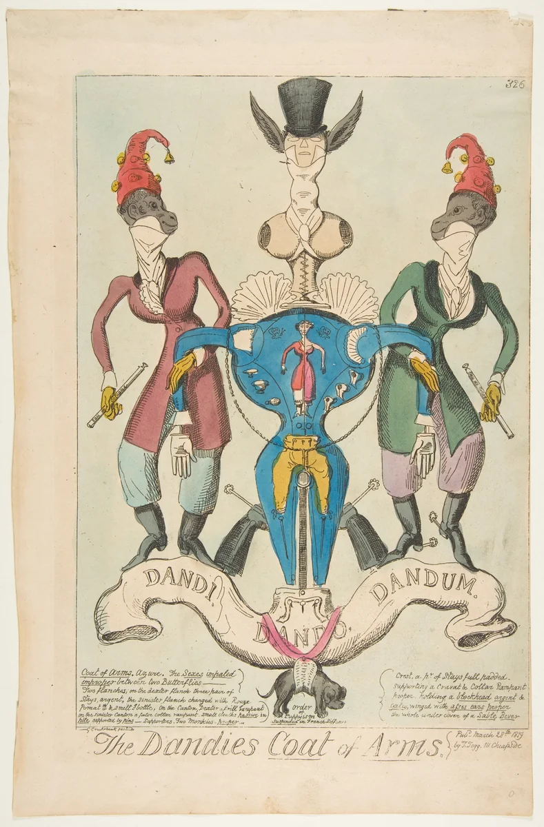 The Dandies Coat of Arms by George Cruikshank, print, 1819