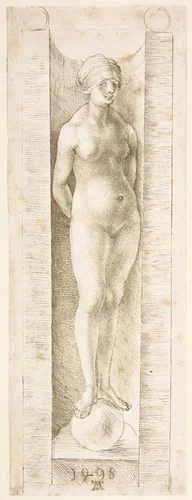 Fortuna in a Niche by Albrecht Dürer, drawing, 1498