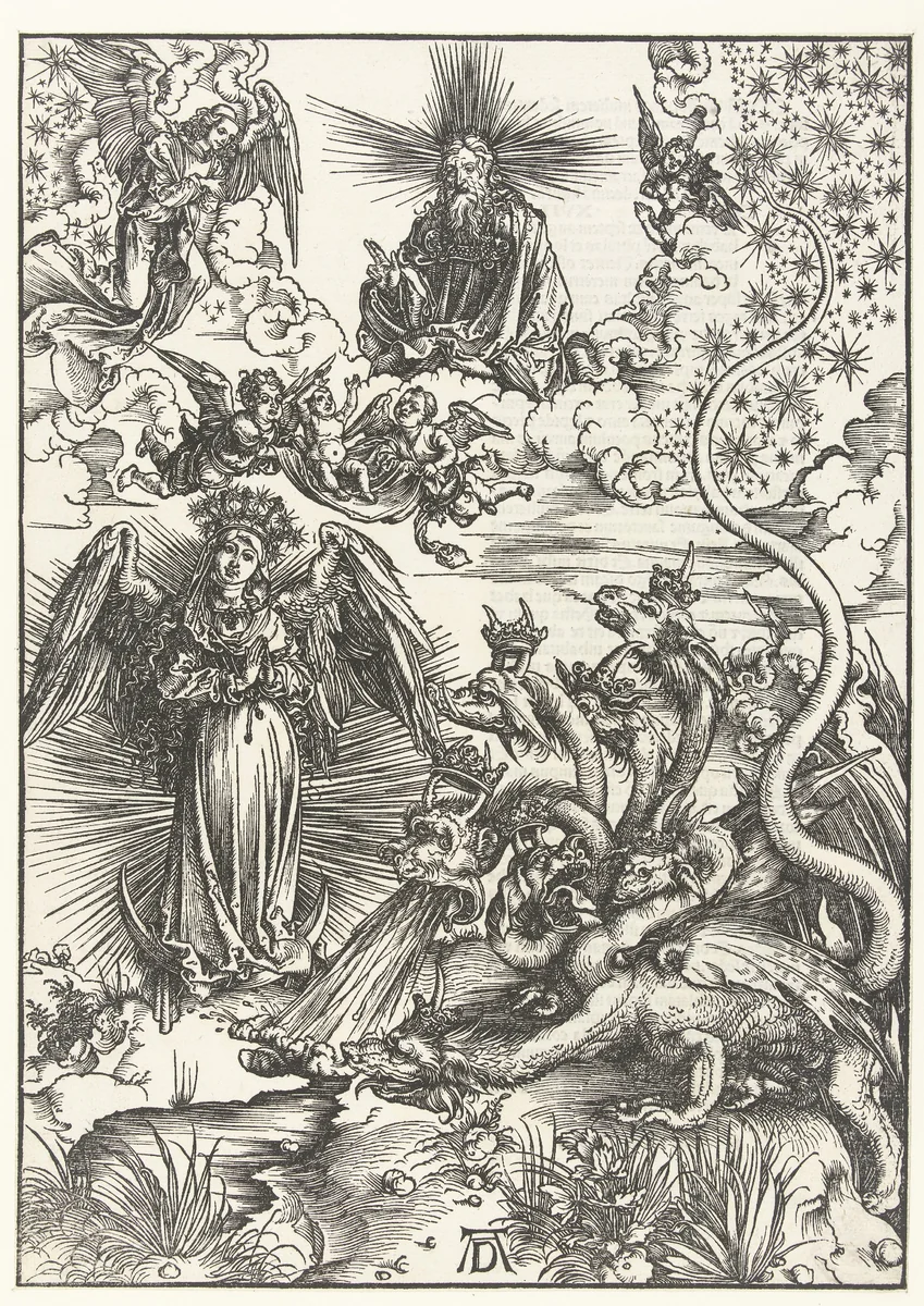 De apocalyptische vrouw en de zevenkoppige draak by Unknown, print, 1497