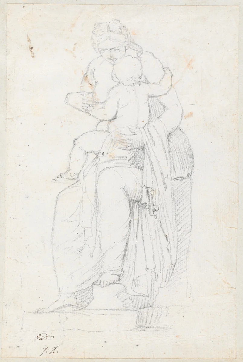 Leucothea, Front View by Jacques-Louis David, drawing, 1775-1780