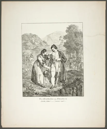 The Governor of Schopfheim (Der Statthalter von Schopfheim), plate seven from the series Poems in the Dialect of the Upper Rhine Region (Zehn Blätter Zu Hebels Alemannischen Gedichten) by Sophie Reinhard, print, 1820