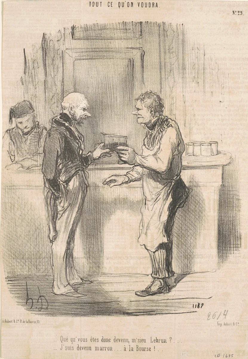 Qué qu'vous êtes ... devenu, m'sieu Lebrun? ... by Honoré Daumier, print, 1848