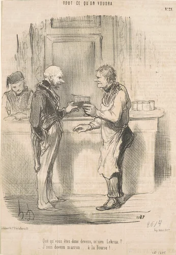 Qué qu'vous êtes ... devenu, m'sieu Lebrun? ... by Honoré Daumier, print, 1848