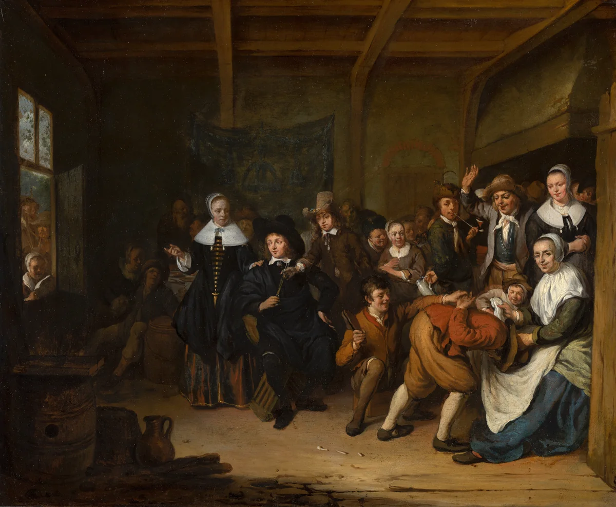 'La Main Chaude' ('Hot Cockles') by Cornelis de Man, painting, 1660