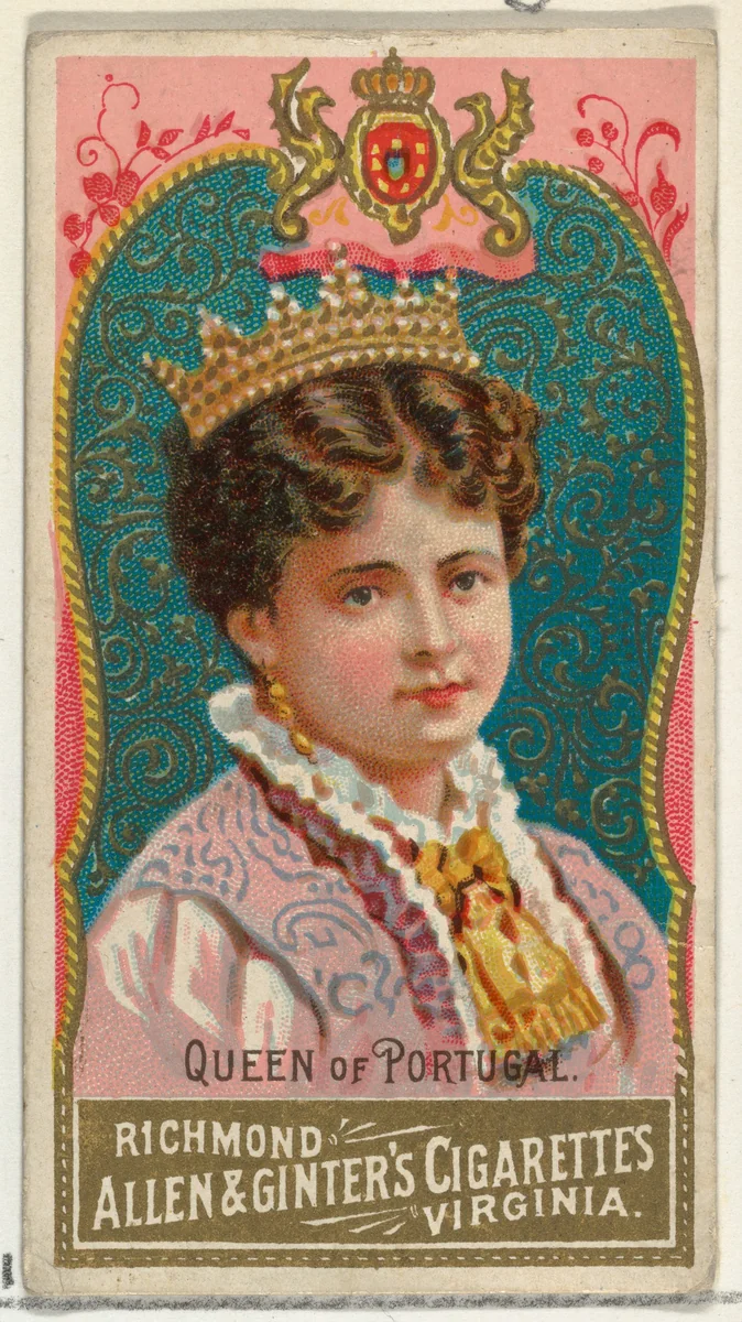Queen of Portugal, from World's Sovereigns series (N34) for Allen & Ginter Cigarettes by Allen & Ginter, print, 1889
