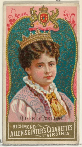 Queen of Portugal, from World's Sovereigns series (N34) for Allen & Ginter Cigarettes by Allen & Ginter, print, 1889