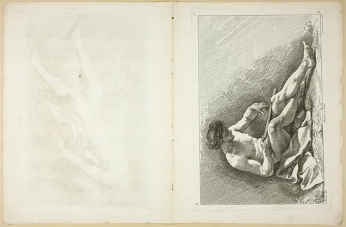 Page 46 and Page 47, from Seconde Livre de Figures d’Académies Gravées en Partie par les Professeurs de l’Académie Royale by Jean-Baptiste Perronneau, print, 1745