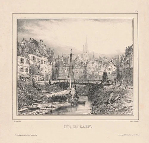Vue de Caen by Eugène Isabey, print, 1803-1886