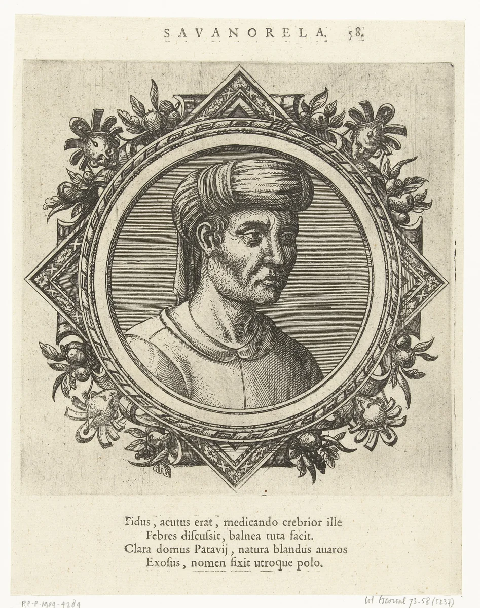 Portret van Michele Savanorola by Pieter van der Borcht, print, 1574