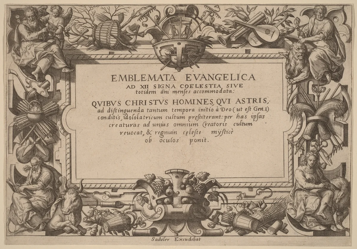 Title Page by Adriaen Collaert
Hans Bol
Jan Sadeler I, print, 1585