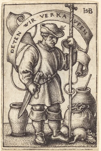 Peasant at Market by Sebald Beham, print, 1542