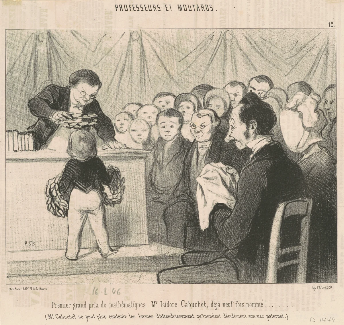 Premier grand prix de mathématiques, M. Cabuchet by Honoré Daumier, print, 1846