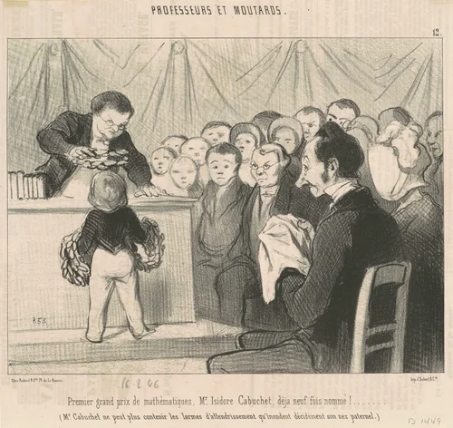 Premier grand prix de mathématiques, M. Cabuchet by Honoré Daumier, print, 1846