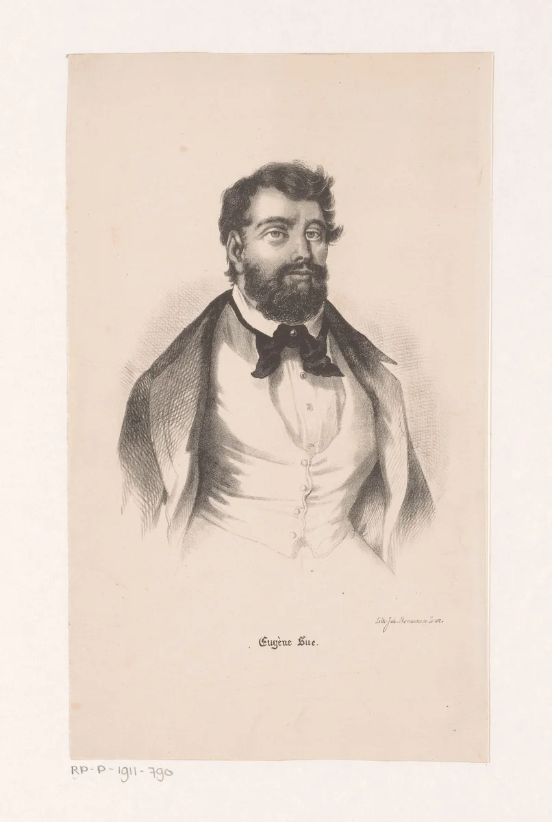 Portret van Eugène Sue by anonymous, print, 1830-1892