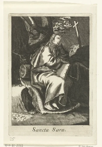 Heilige Sara van Libië als kluizenares by anonymous, print, 1590-1662