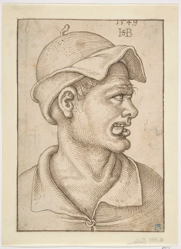 Head of a Man by Sebald Beham, drawing, 1549