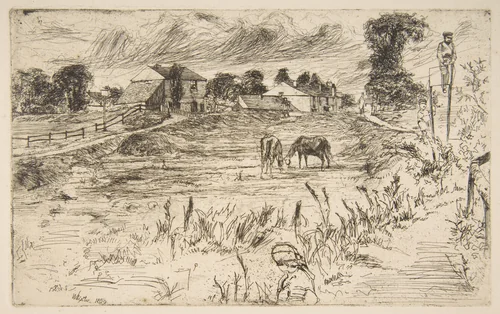 Landscape with the Horse (Landscape with Horses) by James McNeill Whistler, print, 1859
