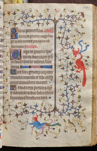 Hours of Charles the Noble, King of Navarre (1361-1425): fol. 100r, Text by Master of the Brussels Initials and Associates, book, 1400-1410