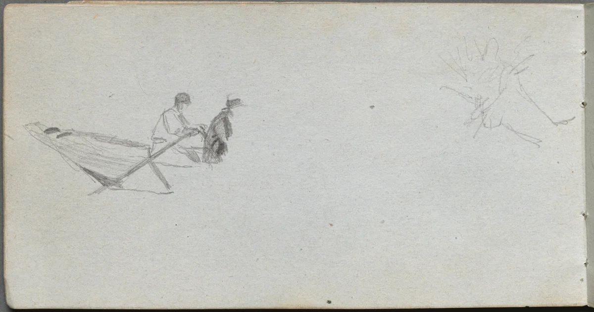 Sketchbook, page 04: Figures in a Boat by Ernest Meissonier, book, 1860-1869