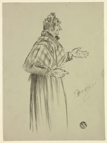 Shawled London Character by Philipp William May, drawing, 1884-1903