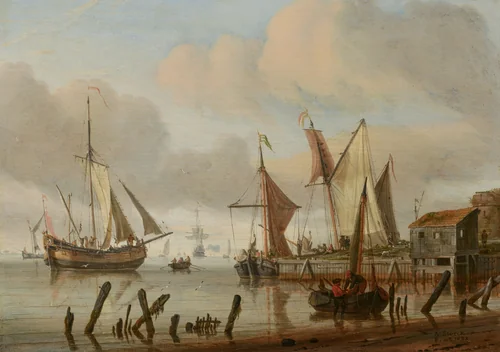 Boats at a Mooring Place by Abraham Storck, painting, 1683