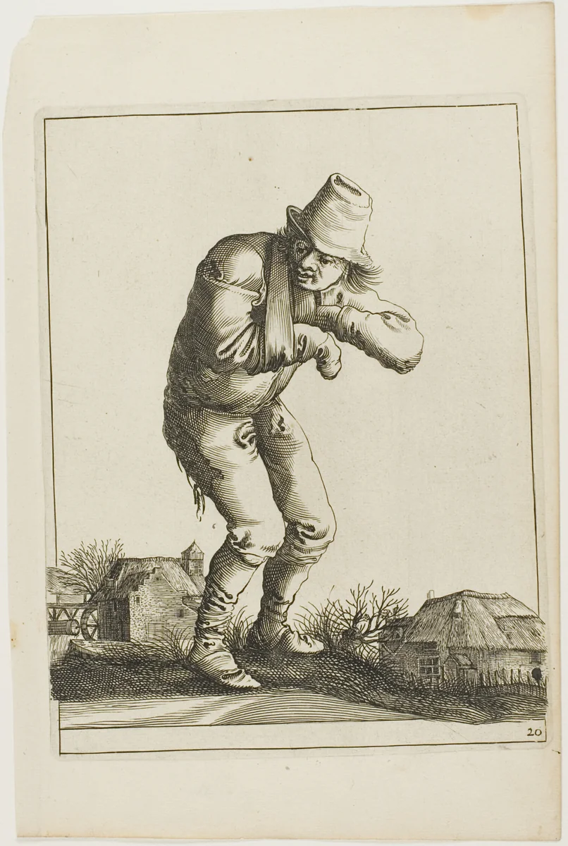 Tramp with a Sling, from T is al verwart-gaern (It's already confusing) by Pieter Jansz Quast, print, 1634-1638