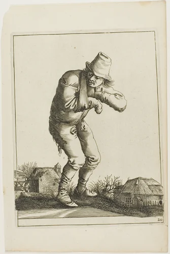 Tramp with a Sling, from T is al verwart-gaern (It's already confusing) by Pieter Jansz Quast, print, 1634-1638