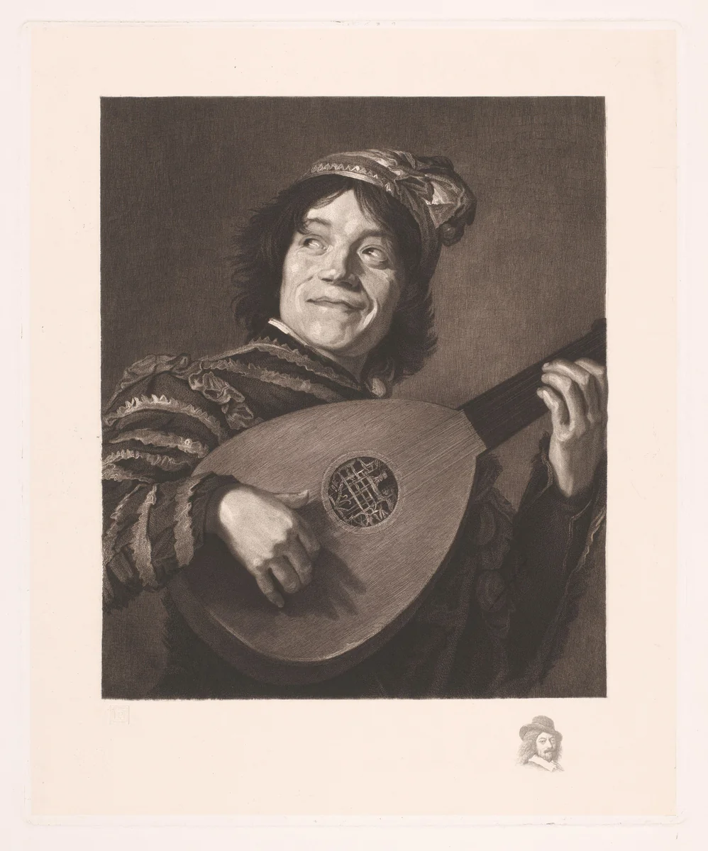 Luitspeler by Rudolf Stang, print, 1841-1891