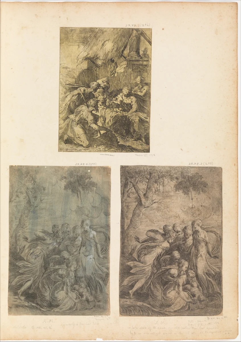 Adoration of the Shepherds by Vincenzo Caccianemici, print, 1525-1542