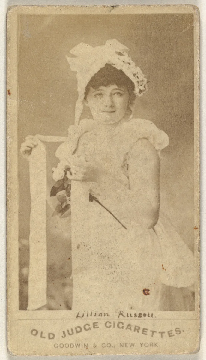 Lillian Russell, from the Actors and Actresses series (N171) for Old Judge Cigarettes by Goodwin & Company, photograph, 1886-1890