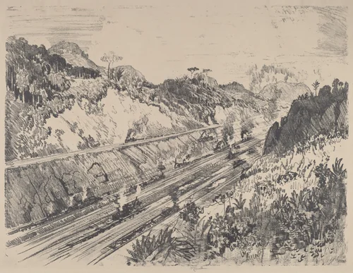 Looking up the Cut from Bas Obispo by Joseph Pennell, print, 1912