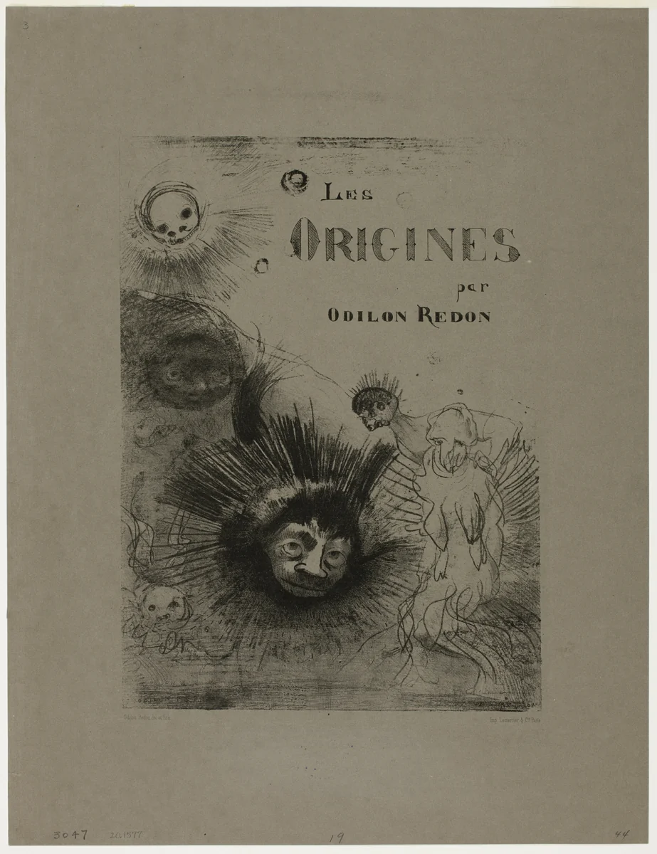 Cover-Frontispiece for Les Origines by Odilon Redon, print, 1883