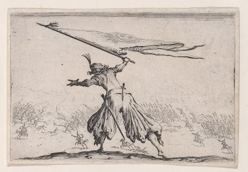 Le Porte-Étendard (The Standard Bearer), from Les Caprices Series A, The Florence Set by Jacques Callot, print, 1617