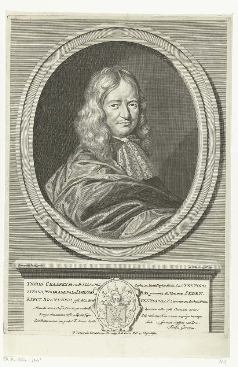 Portret van Theodor Craanen by Unknown, print, 1687-1690