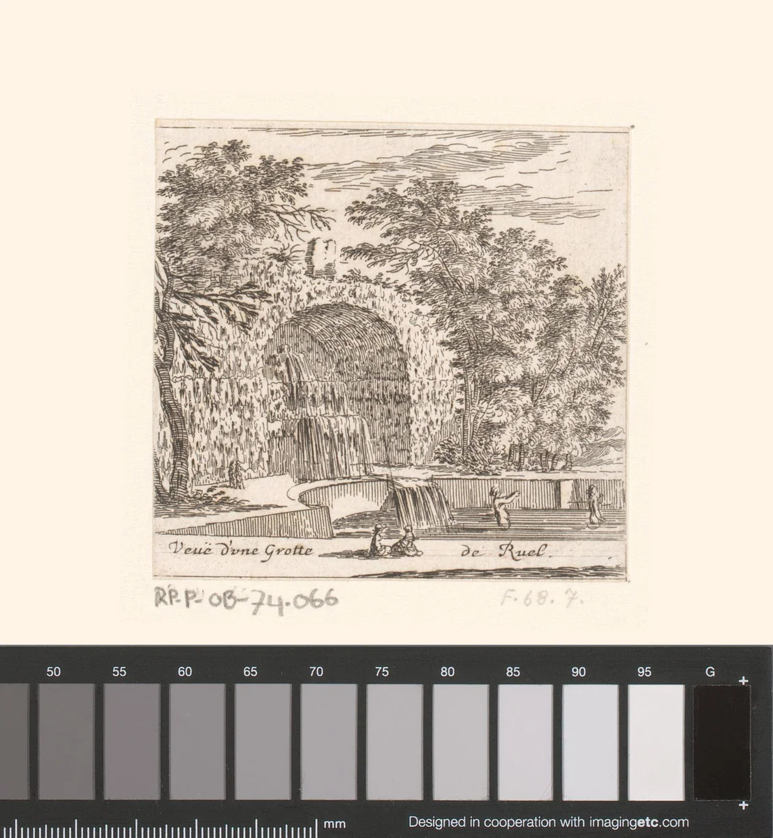 Gezicht op de grot van Rueil by Israël Silvestre, print, 1656