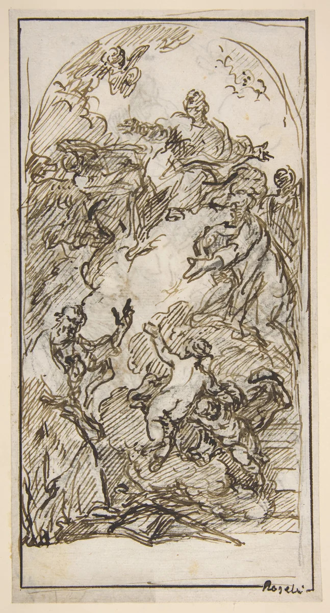 The Apotheosis of Saint Mark (recto and verso) by Pietro Roselli, drawing, 1700-1771