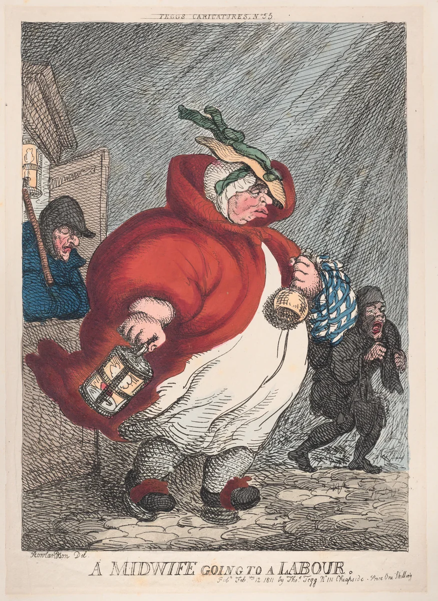 A Midwife Going to a Labour by Thomas Rowlandson, print, 1811