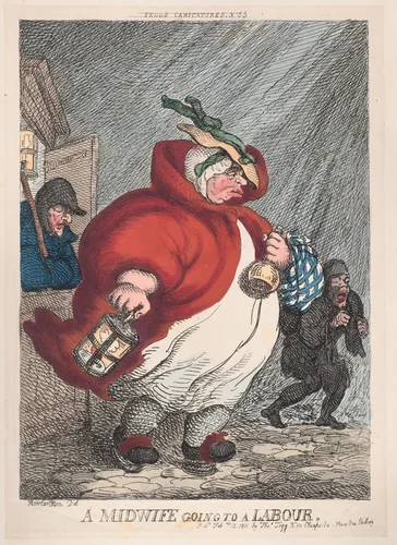 A Midwife Going to a Labour by Thomas Rowlandson, print, 1811