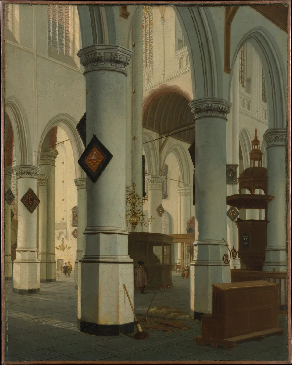 Interior of the Oude Kerk, Delft by Hendrick van Vliet, painting, 1660