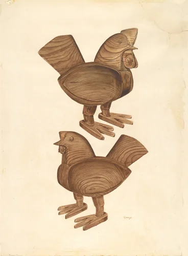 Rooster and Hen by Al Curry, index of american design, 1935-1942