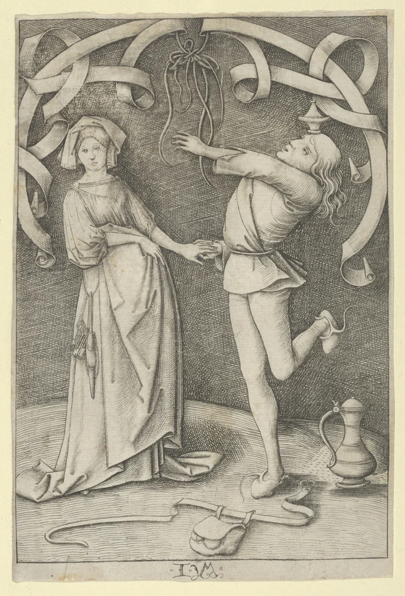 The Fool and the Lady by Israhel van Meckenem, print, 1450-1503