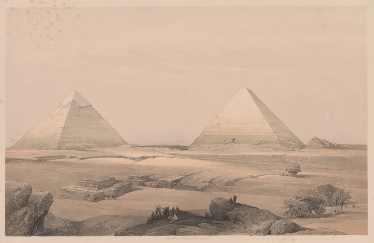 Egypt and Nubia: Volume I - No. 3, Pyramids of Gizeh by Louis Haghe, print, 1838