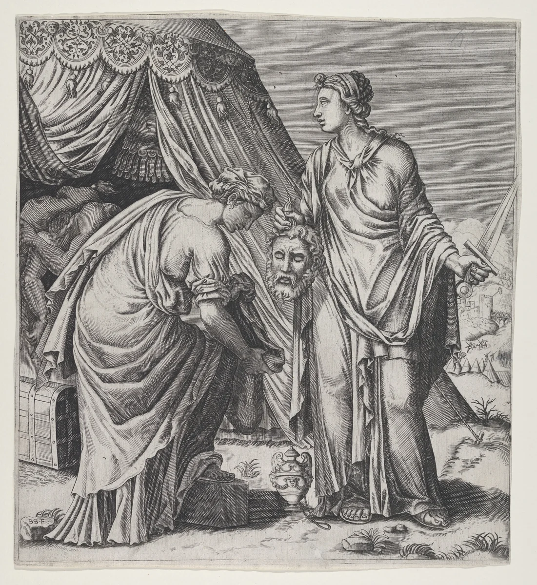 Judith with the Head of Holofernes by Balthazar van den Bos, print, 1535-1580
